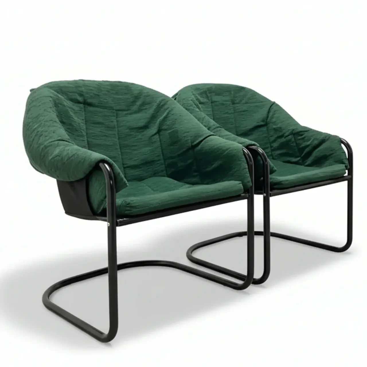 Coppia di poltrone FIAM in metallo e tessuto, fine '900 1