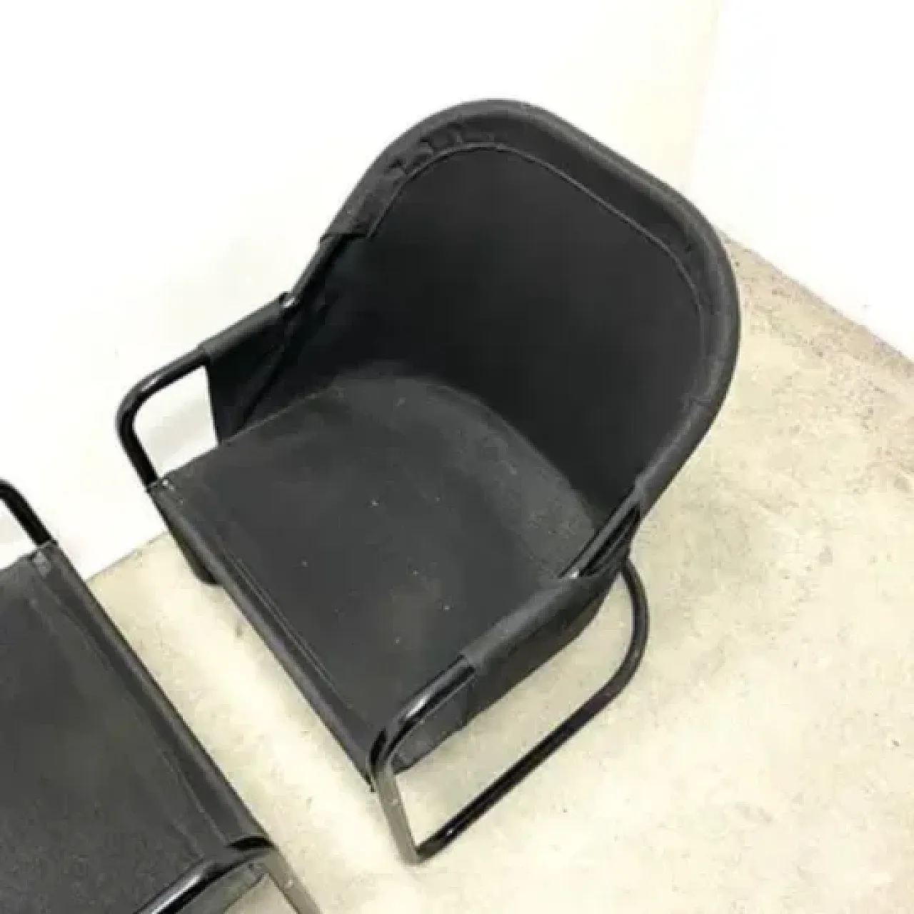 Coppia di poltrone FIAM in metallo e tessuto, fine '900 5