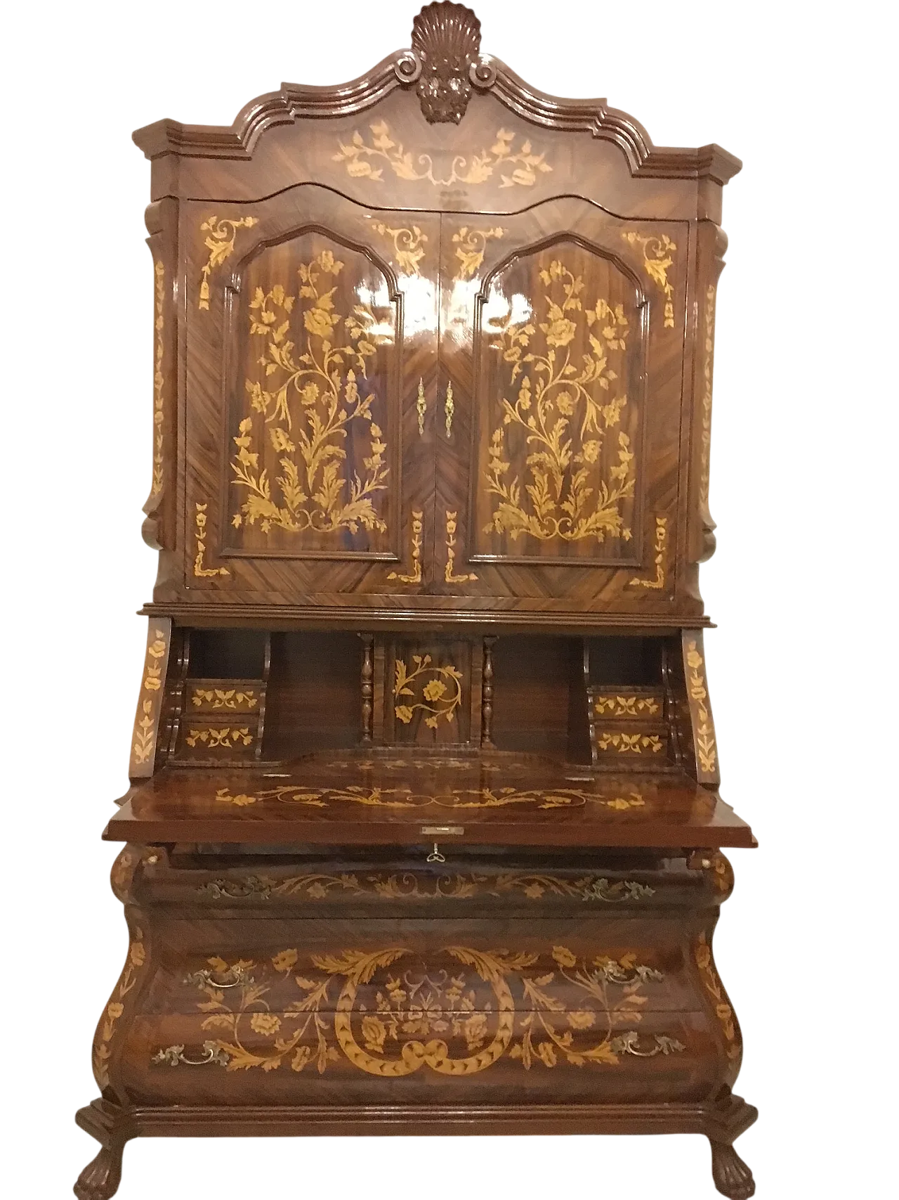 Dutch walnut trumeau with maple inlays, 1950s 6