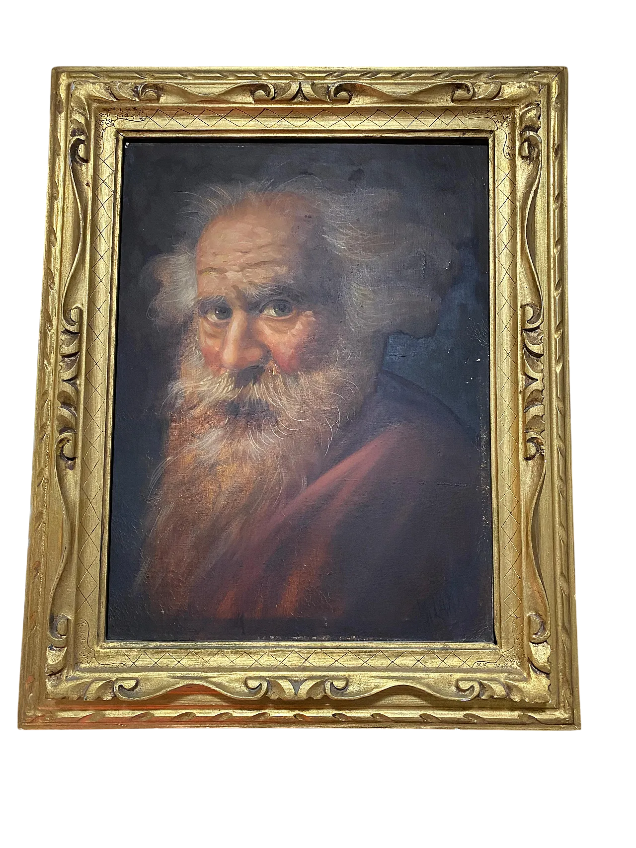 Pittore Italiano Volto di vecchio con barba, fine '800 4