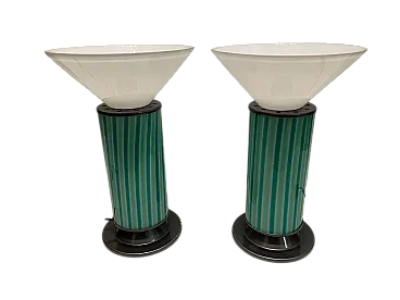 Coppia di lampade da tavolo in vetro di Murano verde menta, anni '60