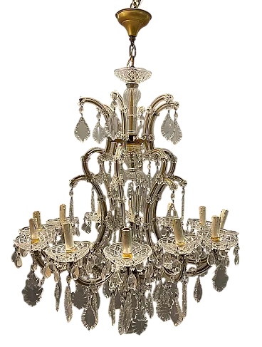 Lampadario grande in cristallo di Murano, Italia, anni '50