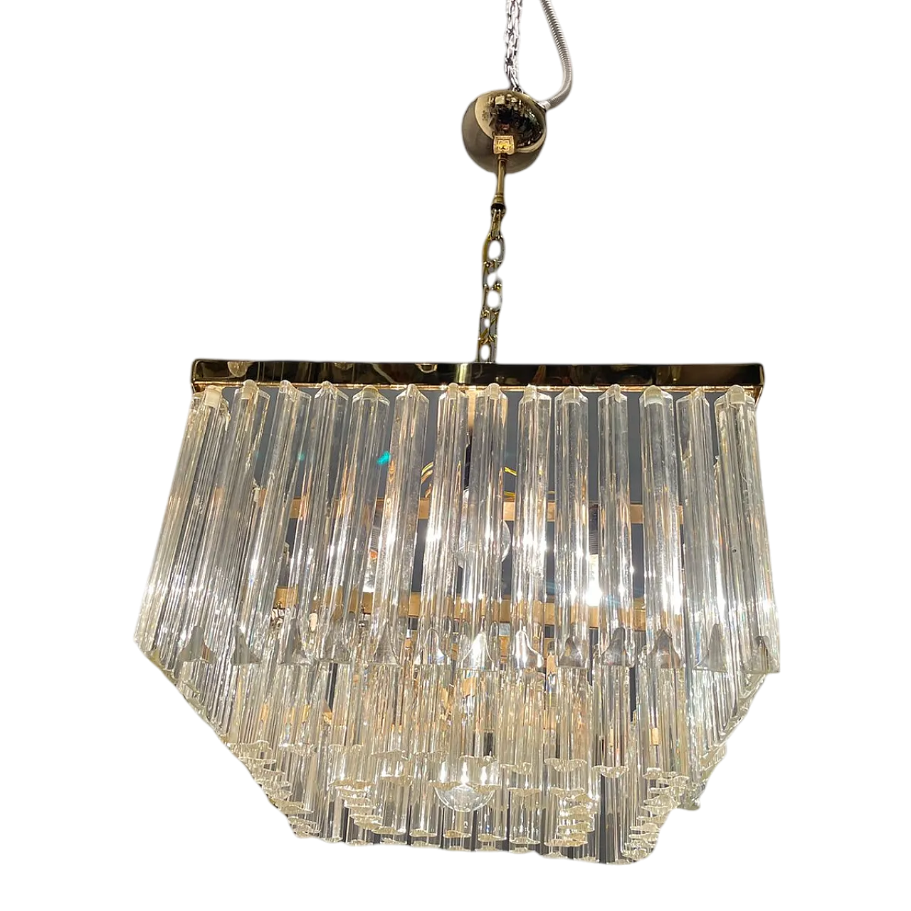 Lampadario grande Triedri in vetro di Murano 12