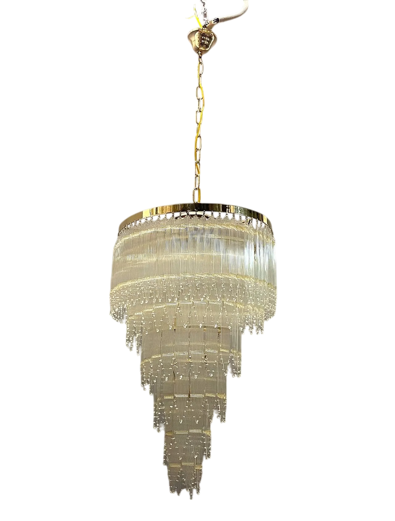 Mid-Century Italian brass chandelier 12