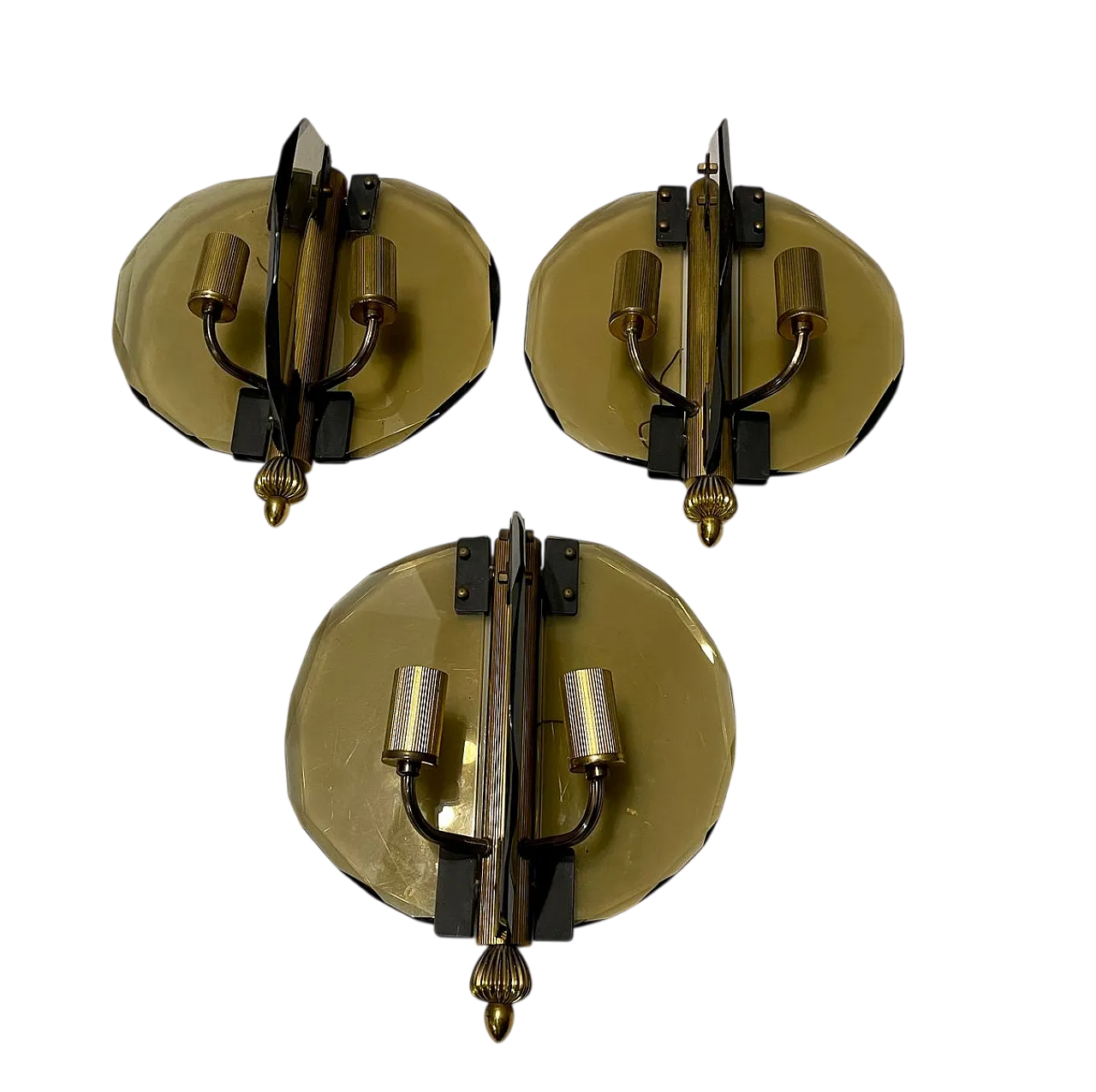 3 Italian smoked glass wall lamps,  70s 11