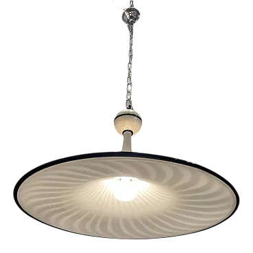 Large pendant lamp in black and white Murano glass
