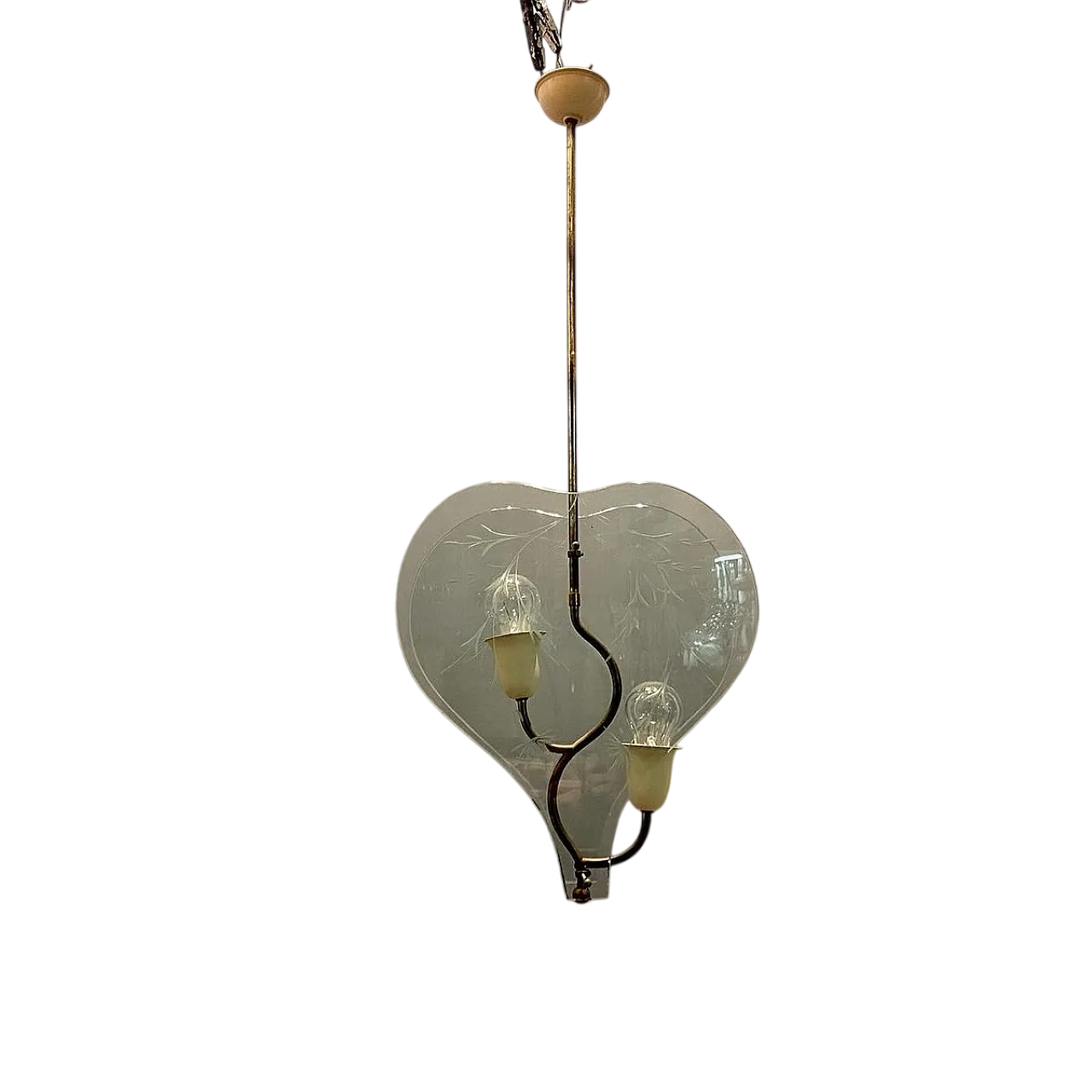 Lampada a sospensione in vetro inciso di Pietro Chiesa 11