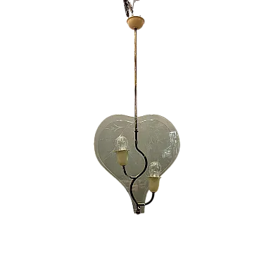 Lampada a sospensione in vetro inciso di Pietro Chiesa