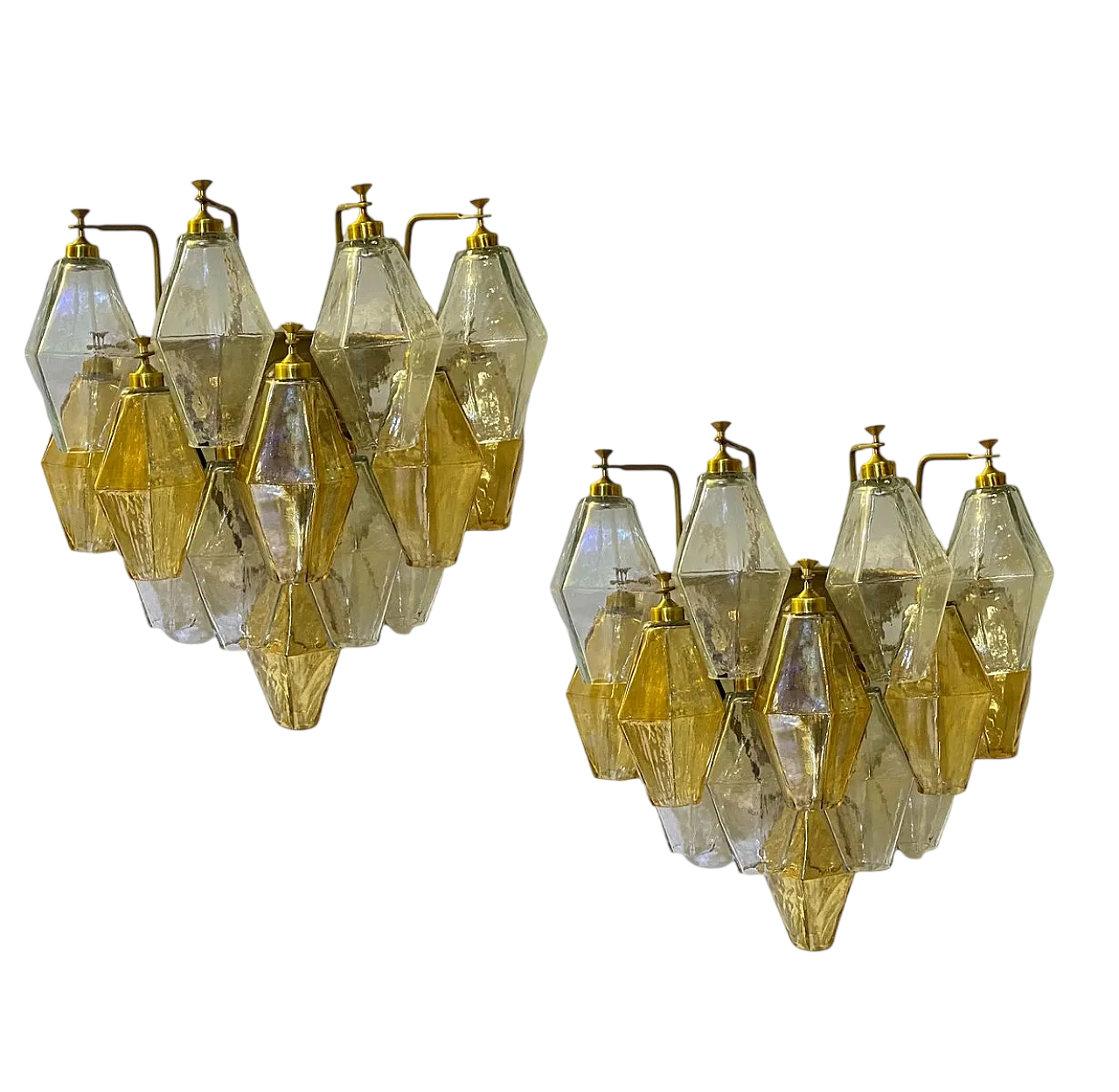 Pair of Polygonal Murano glass sconces, Italy, 90s 9