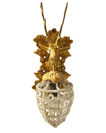 Applique a forma di testa di cervo con perle in cristallo, set di 2