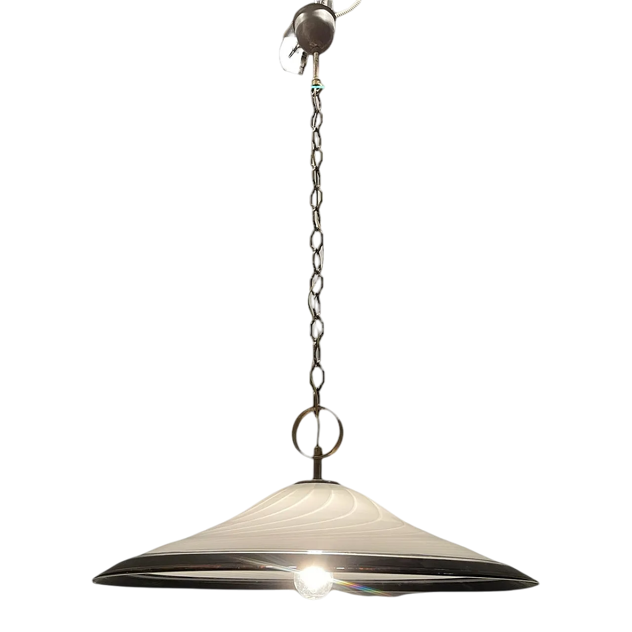 Lampada a sospensione bianca e nera in vetro di Murano 12