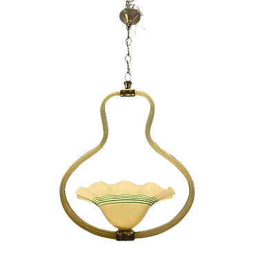 Lampada a sospensione in vetro di Murano giallo
