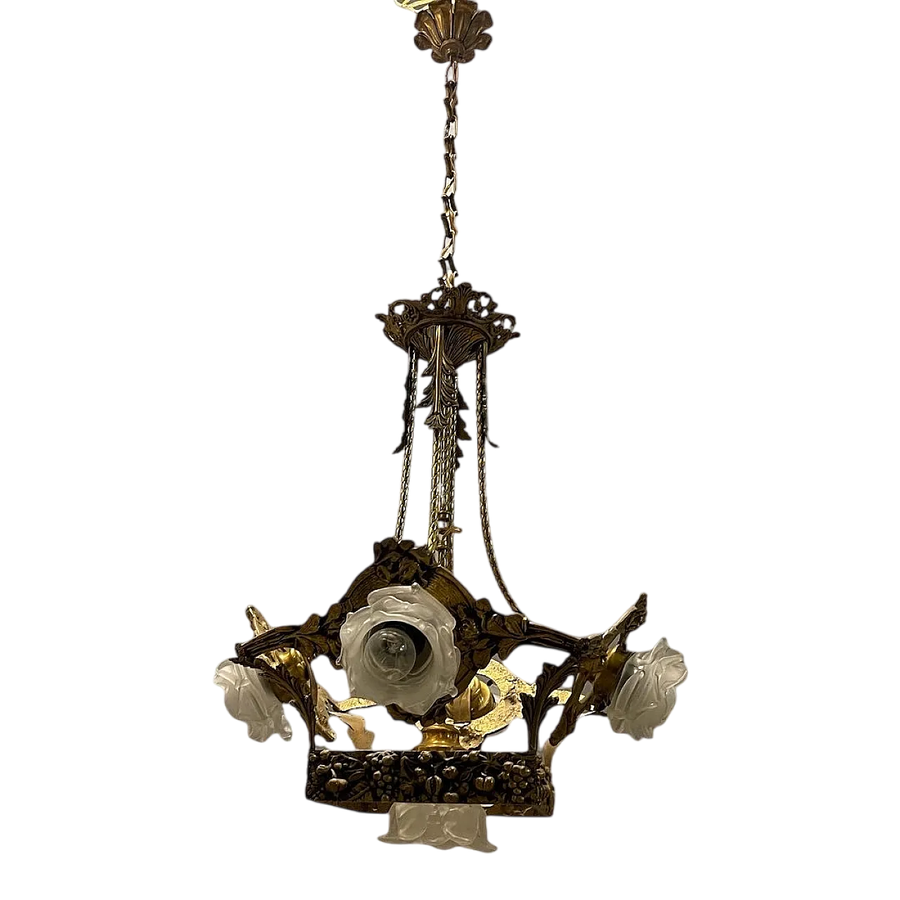 Lampadario Liberty dorato, Italia 12