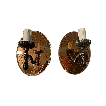 Coppia di Applique in vetro specchiato, Italia, anni '70