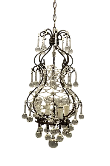 Lampada a sospensione vintage con gocce in vetro di Murano