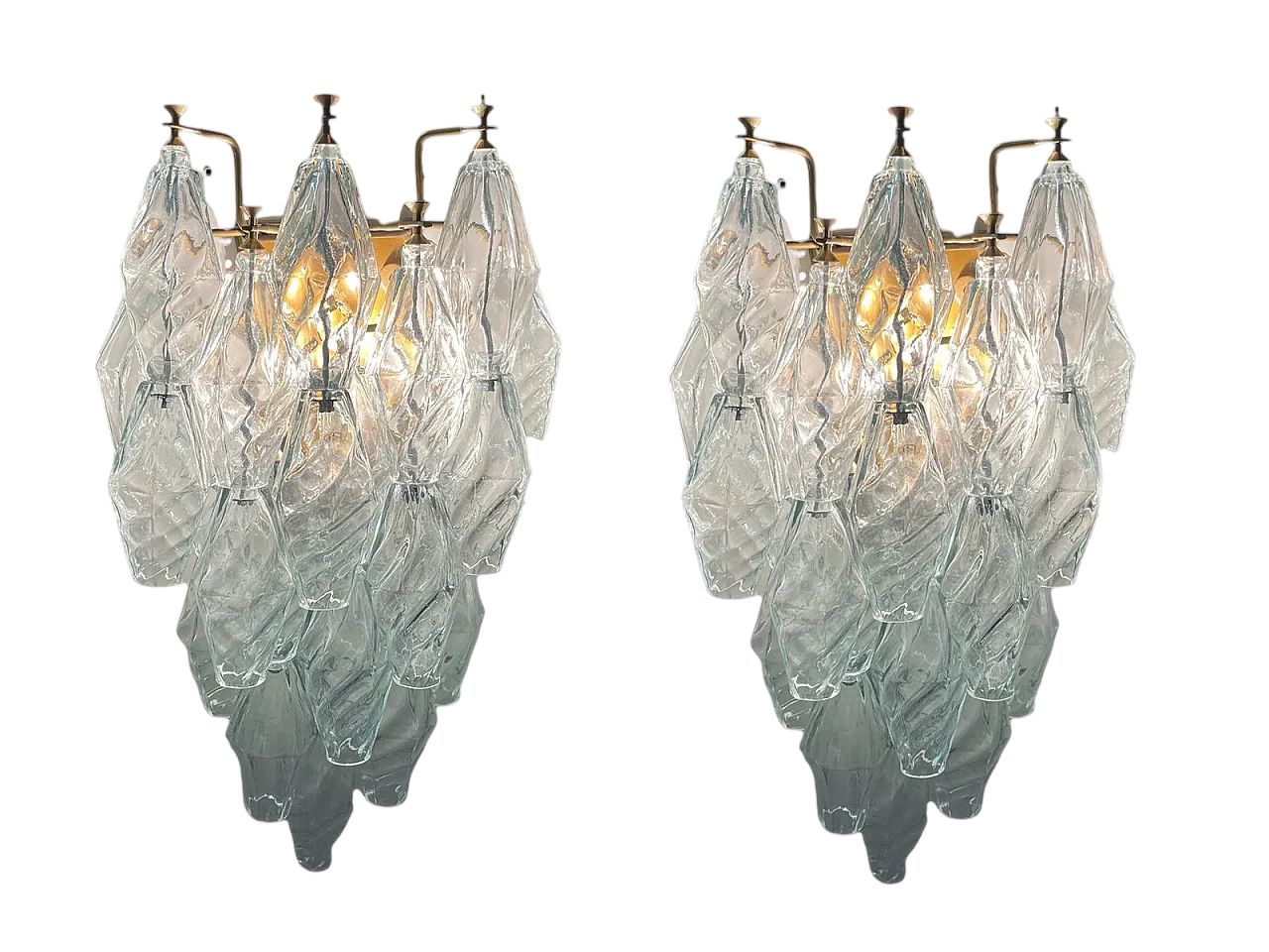 Coppia di applique poligonali in vetro di Murano, anni '90 10