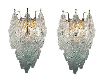 Coppia di applique poligonali in vetro di Murano, anni '90