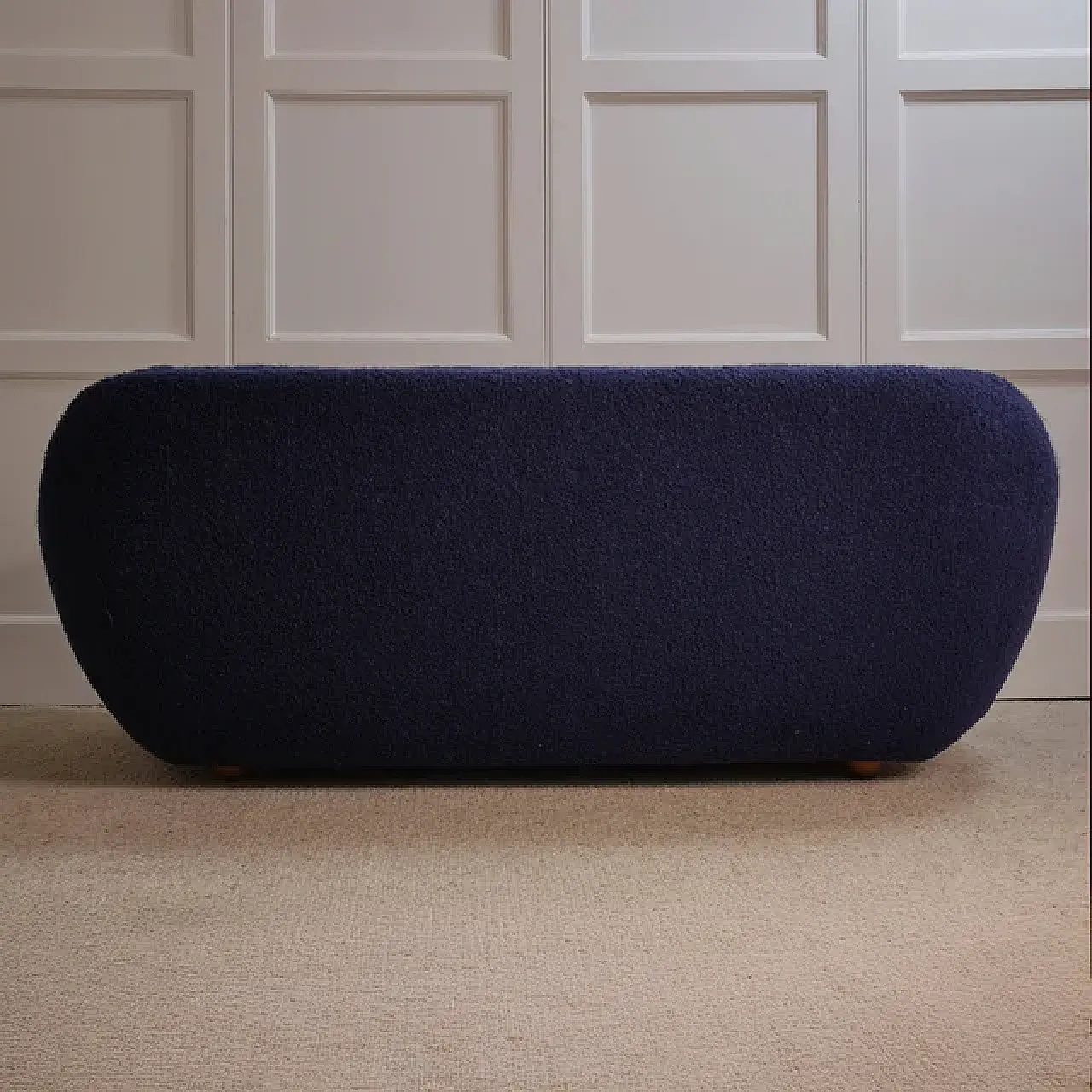 Blue curvy fabric sofa, 1970s 4