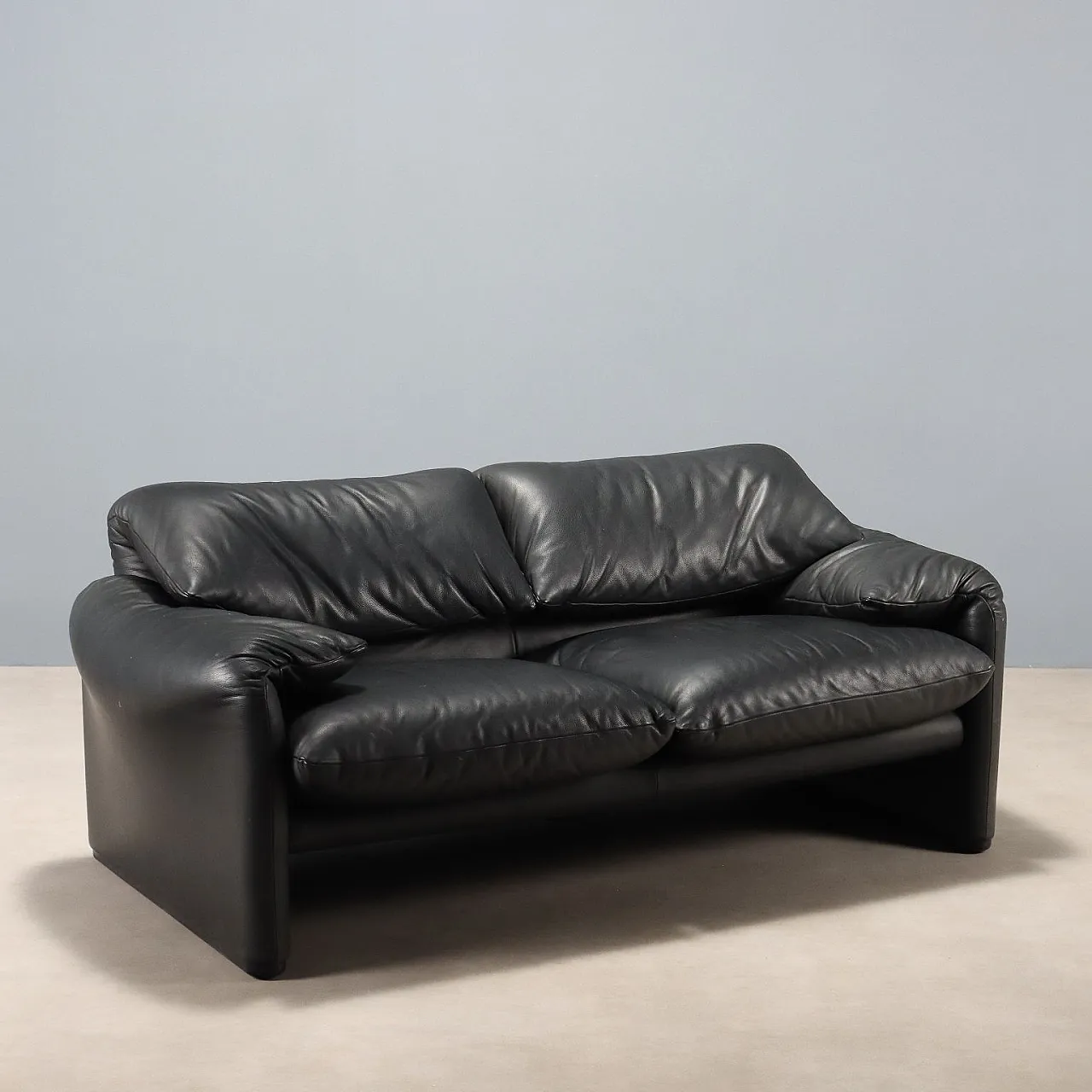 Sofa with foam padding and leather upholstery, 20th century 1