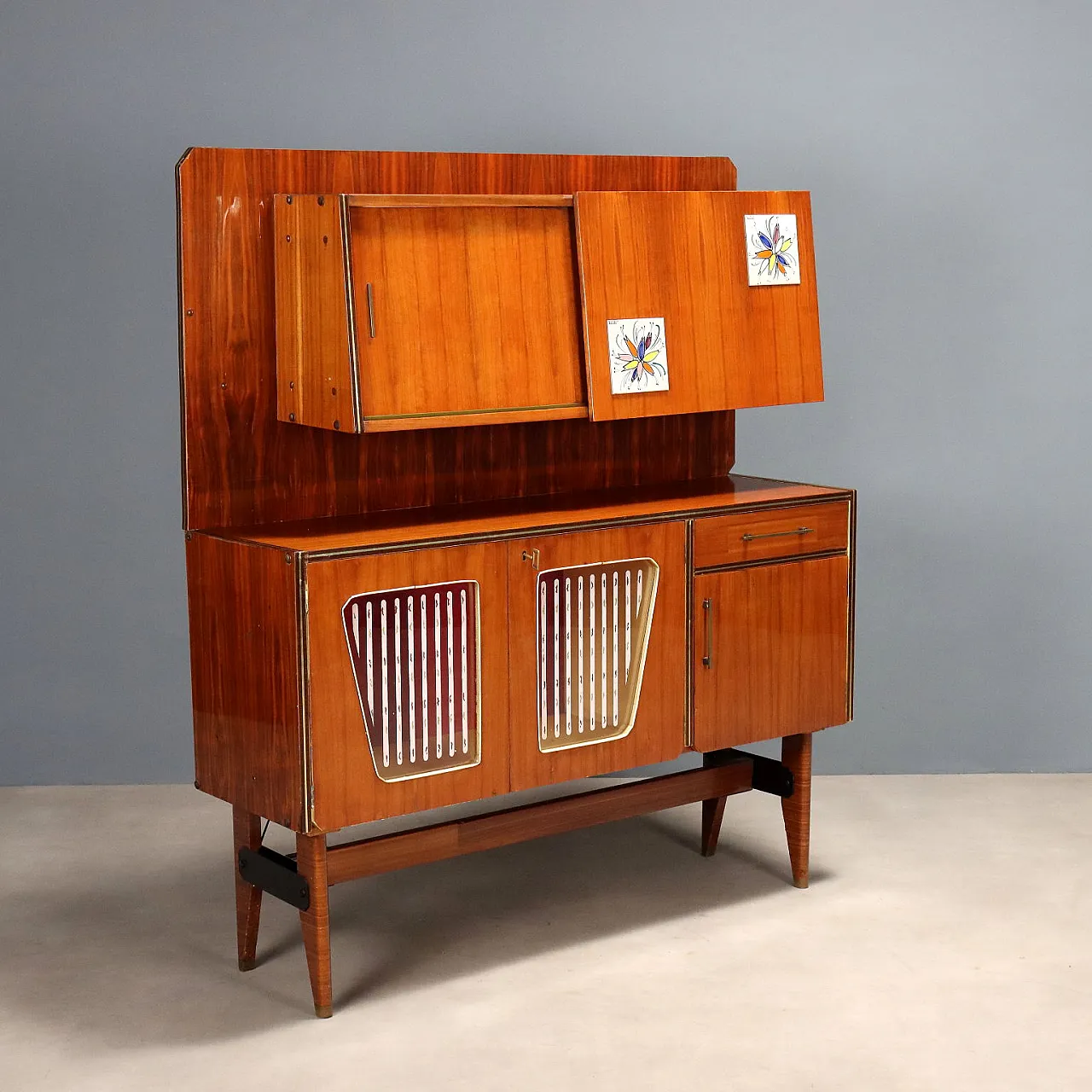 Sideboard in wood and ceramic by A. Giardini, 20th century 1