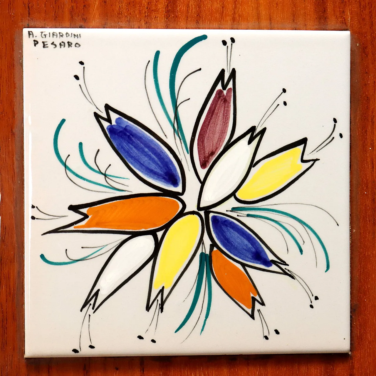 Sideboard in wood and ceramic by A. Giardini, 20th century 5