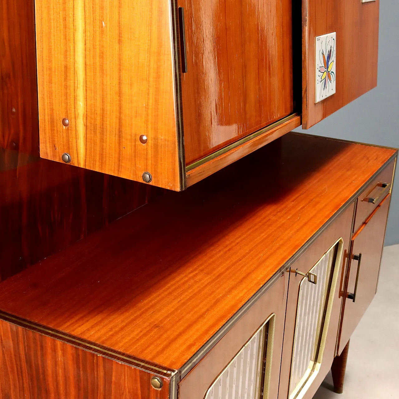 Sideboard in wood and ceramic by A. Giardini, 20th century 8