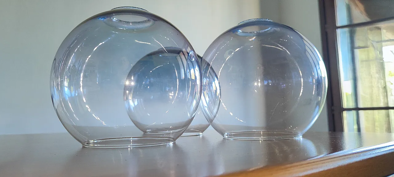 Space Age pendant lamp three blown glass spheres, 1970s 5