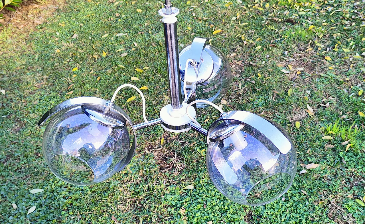 Space Age pendant lamp three blown glass spheres, 1970s 12