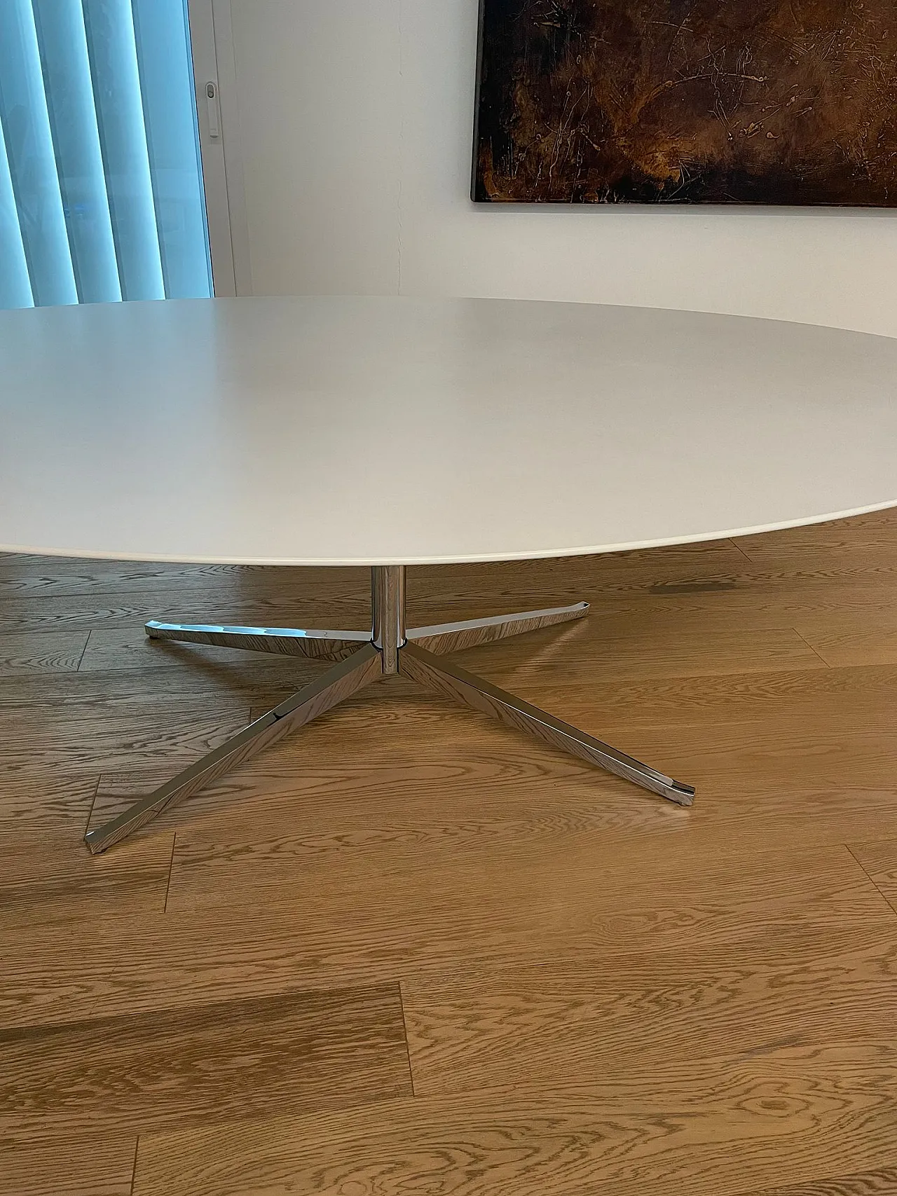 Table by Florence Knoll white oval laminate, 2000s 3