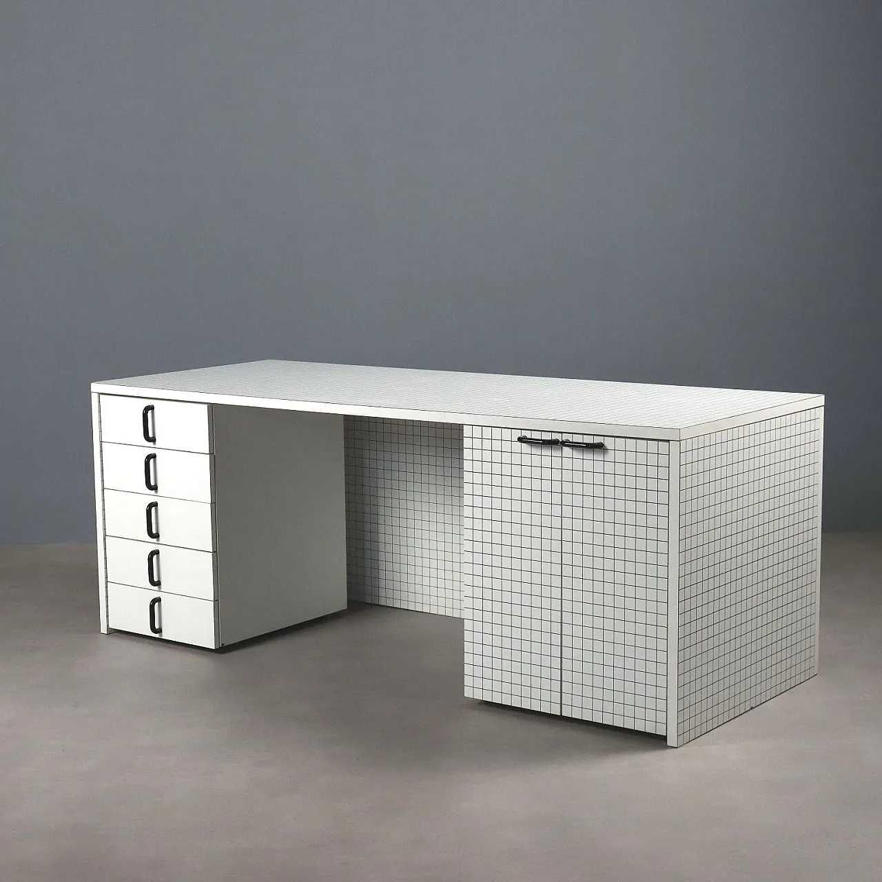 Scrivania in stile Quaderna in laminato, anni '80 1