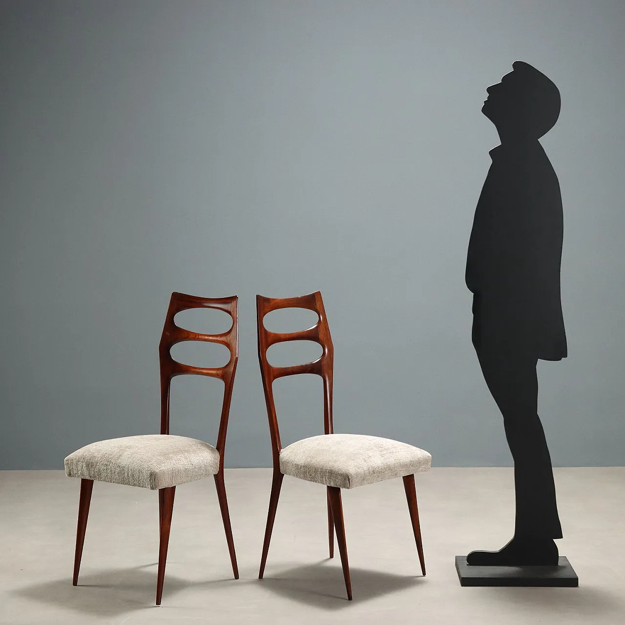 5 Sedie da pranzo in legno di faggio e tessuto, '900 3