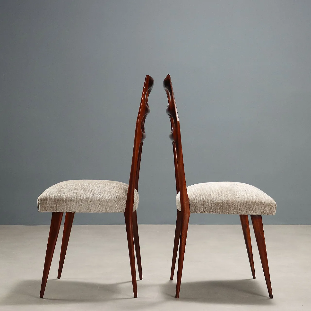 5 Sedie da pranzo in legno di faggio e tessuto, '900 4