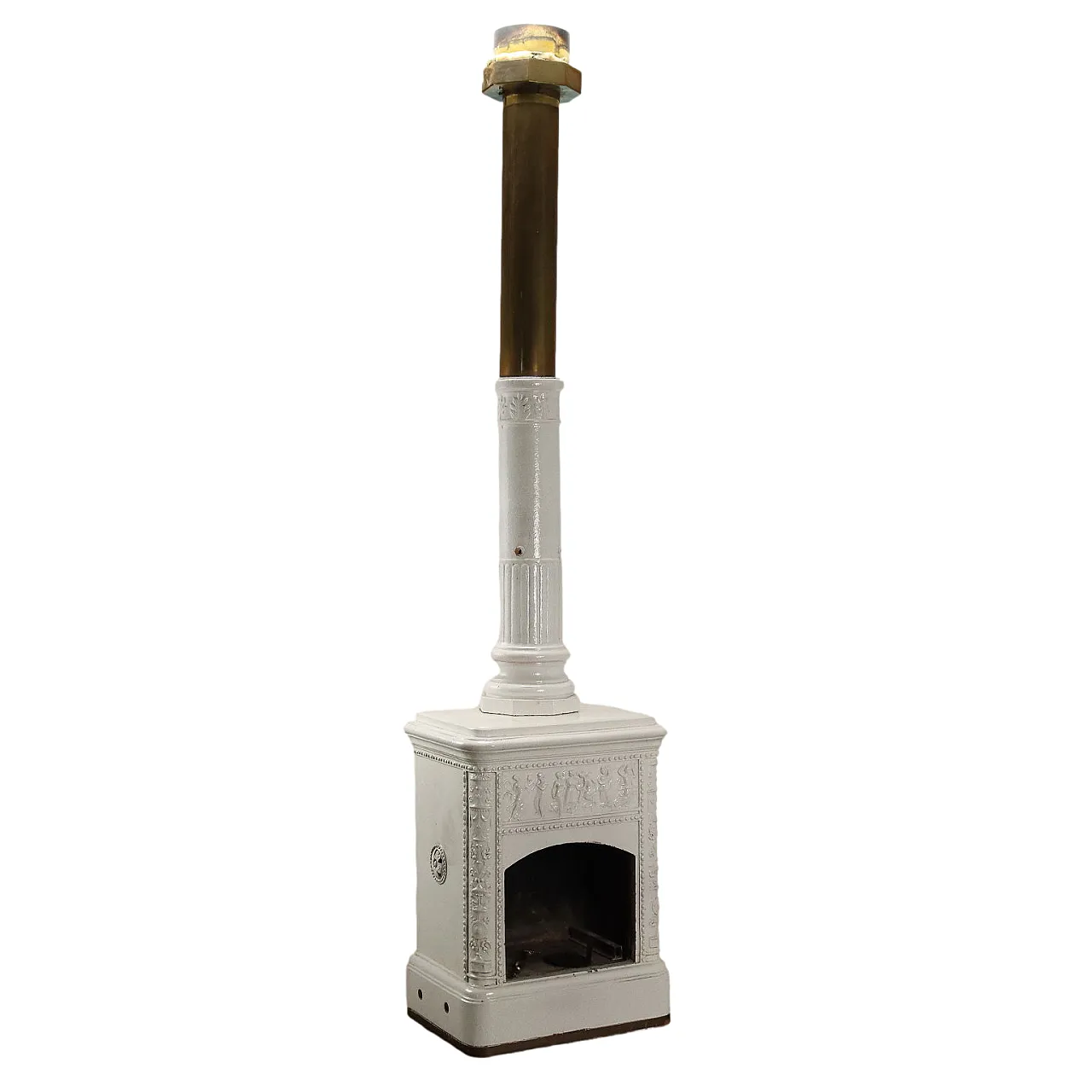 White Neoclassical style ceramic stove fireplace, 20th Century 1