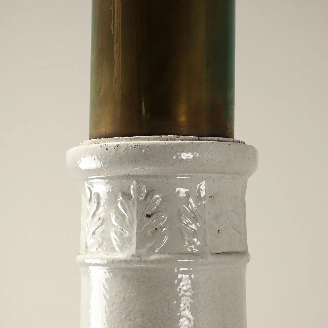 White Neoclassical style ceramic stove fireplace, 20th Century 5