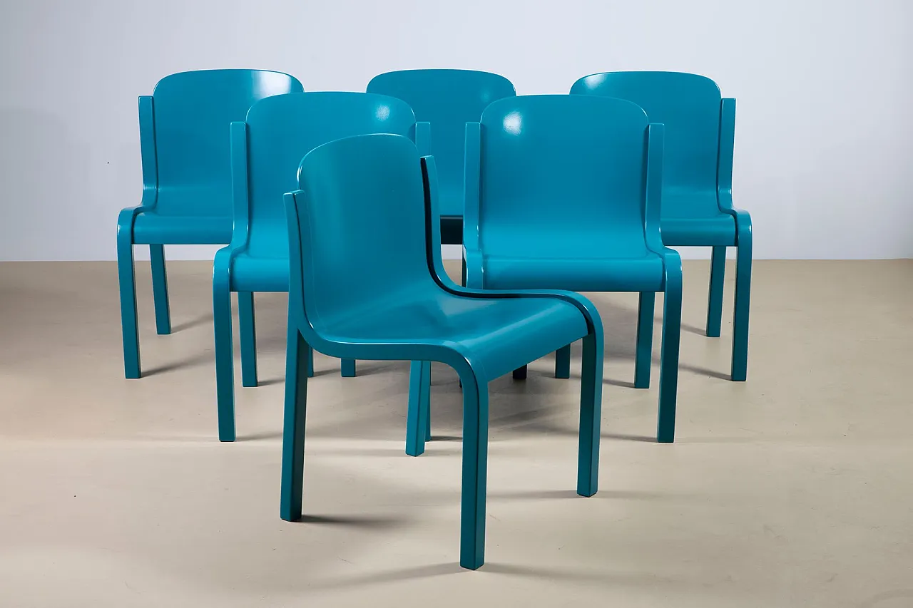 6 Mito chairs by Carlo Bartoli for Tisettanta, 1960s 1