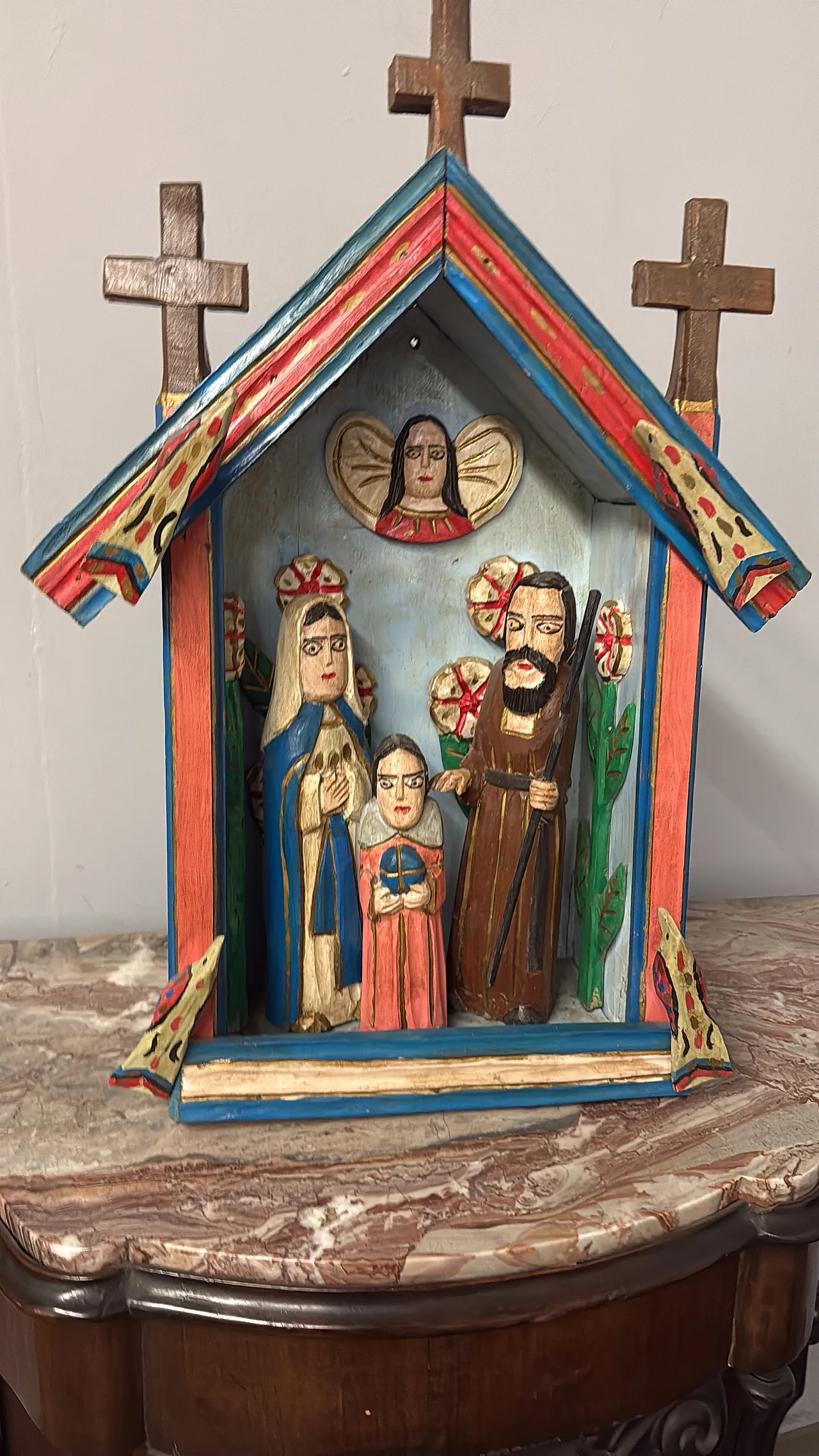 Wood sculpture and hut with Nativity, 20th century 2