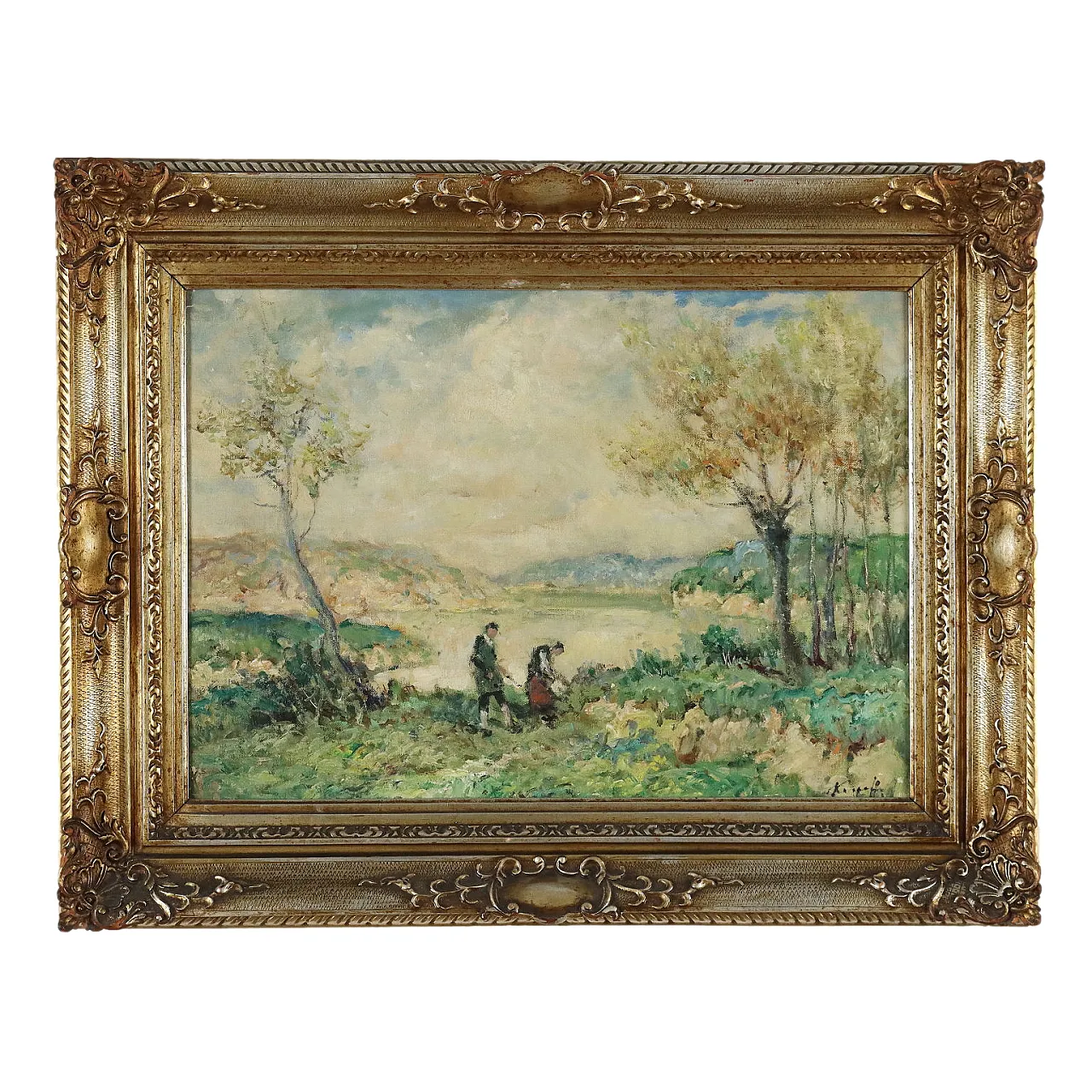 Paesaggio di campagna di Ivan Karpoff, olio su tela, anni '30 1