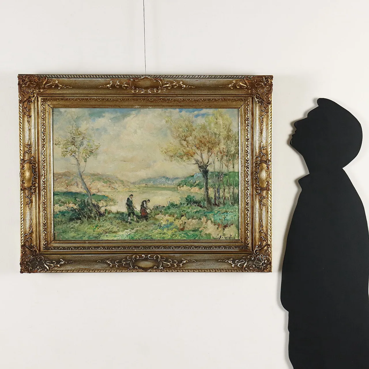 Paesaggio di campagna di Ivan Karpoff, olio su tela, anni '30 2