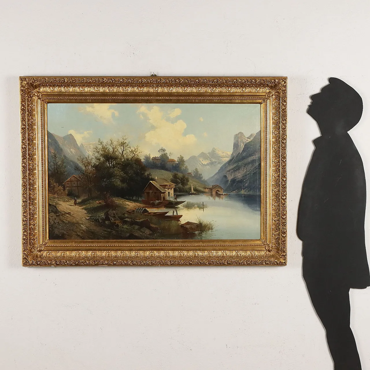 Paesaggio con casa sul lago, olio su tela 2