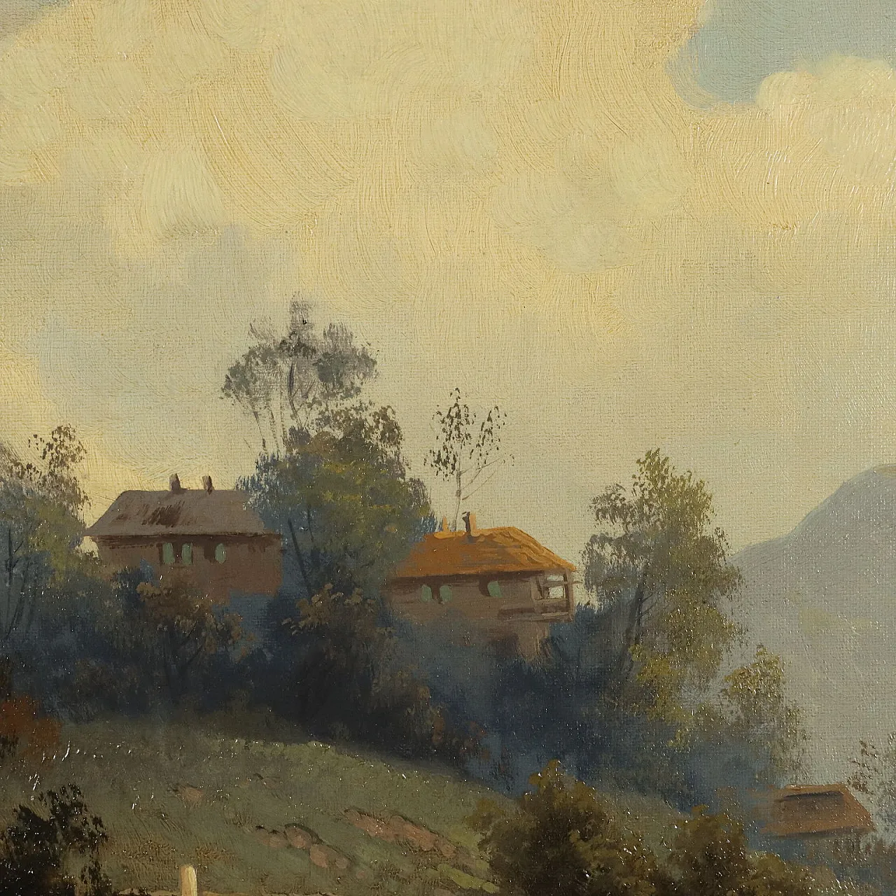 Paesaggio con casa sul lago, olio su tela 6