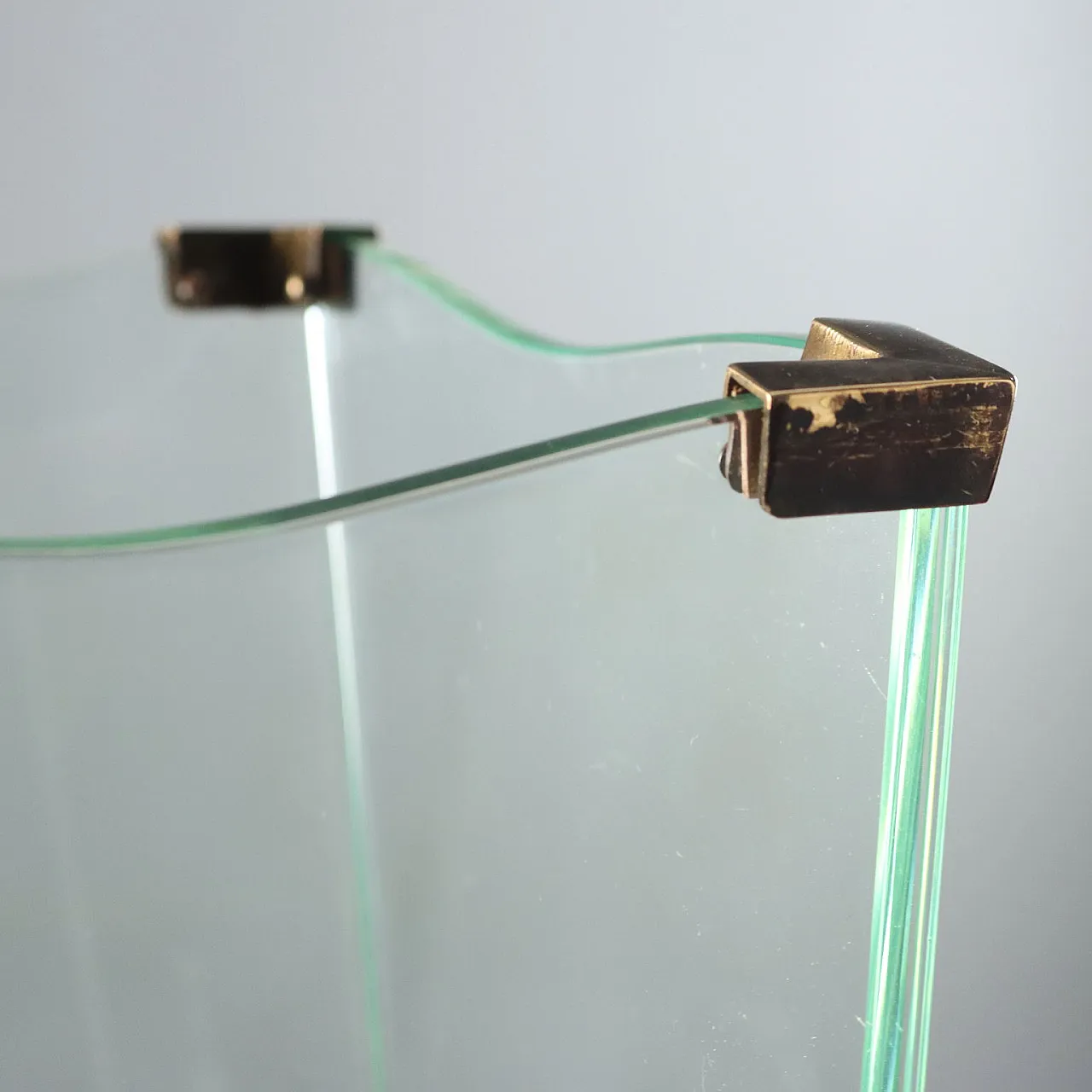 Portaombrelli in vetro acidato con vassoio in ferro battuto, '900 4