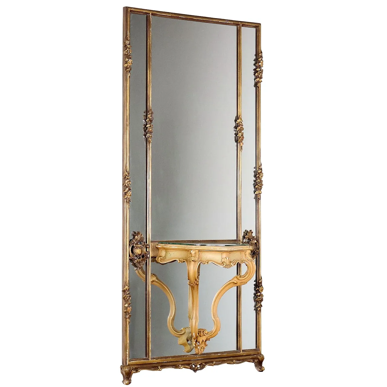 Specchio in stile rococò in legno dorato, '900 1