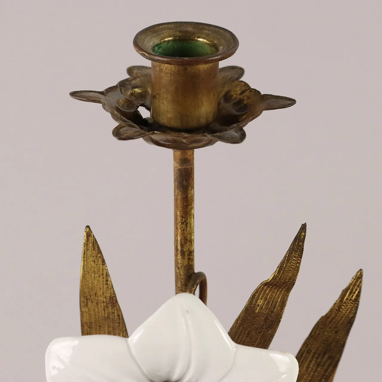 Candeliere in bronzo e ceramica, '800 4