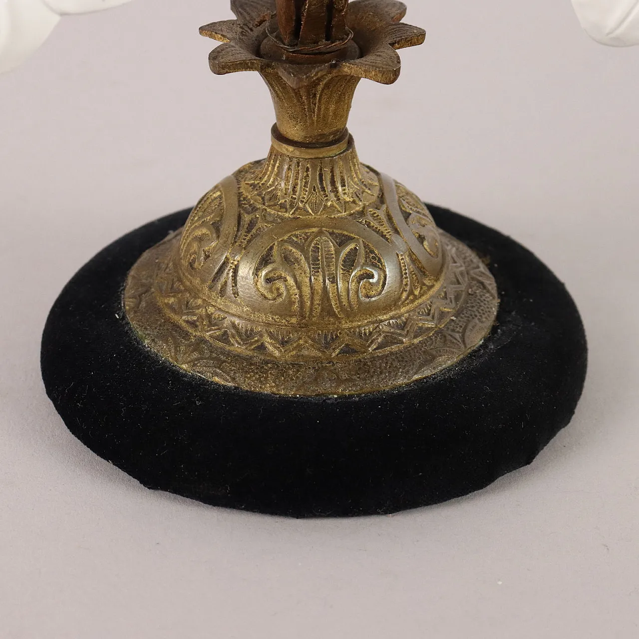 Candeliere in bronzo e ceramica, '800 5