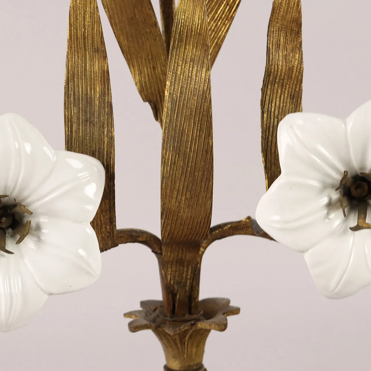 Candeliere in bronzo e ceramica, '800 6