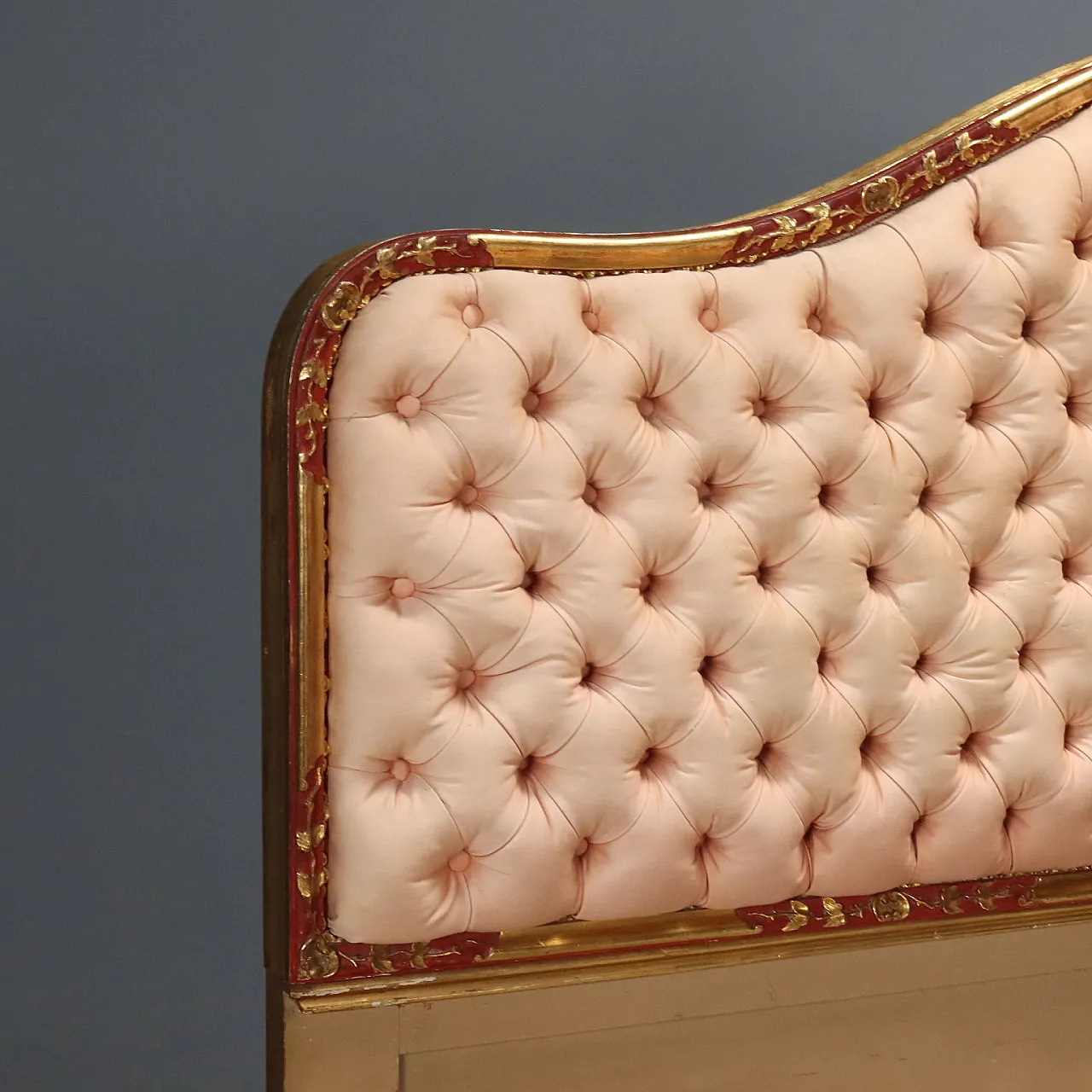 Wooden bed with capitonné finish, 20th century 5