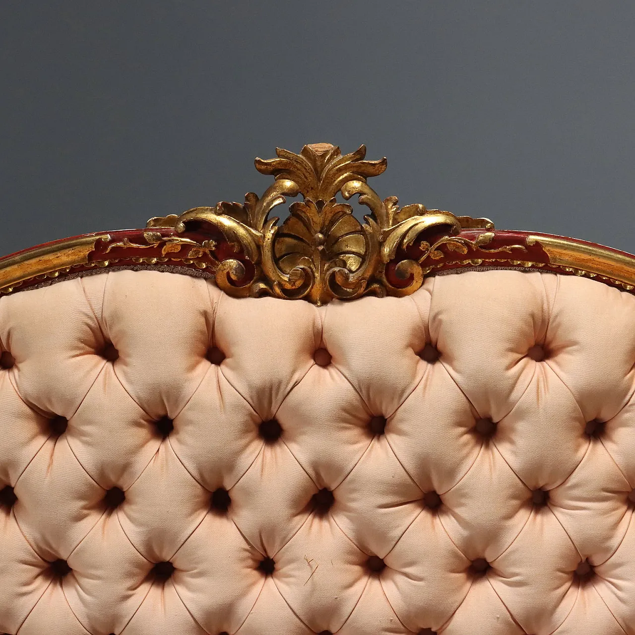 Wooden bed with capitonné finish, 20th century 6