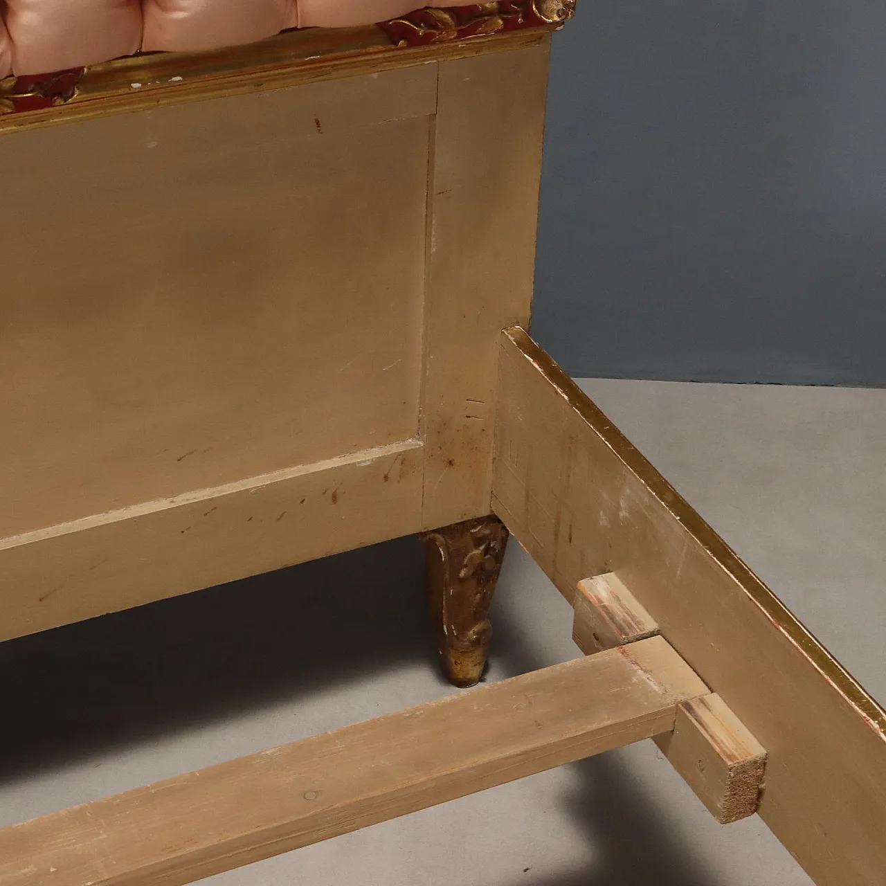 Wooden bed with capitonné finish, 20th century 9