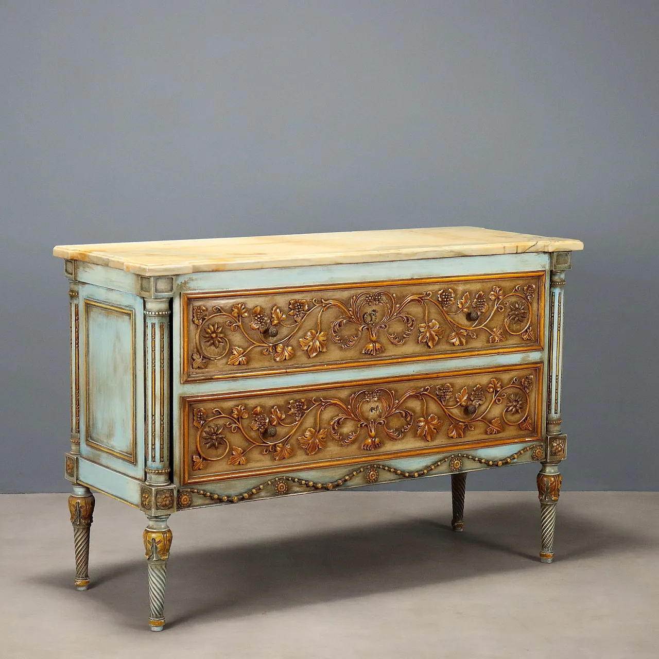 Chest of drawers in bronze and white marble, early 20th century 1