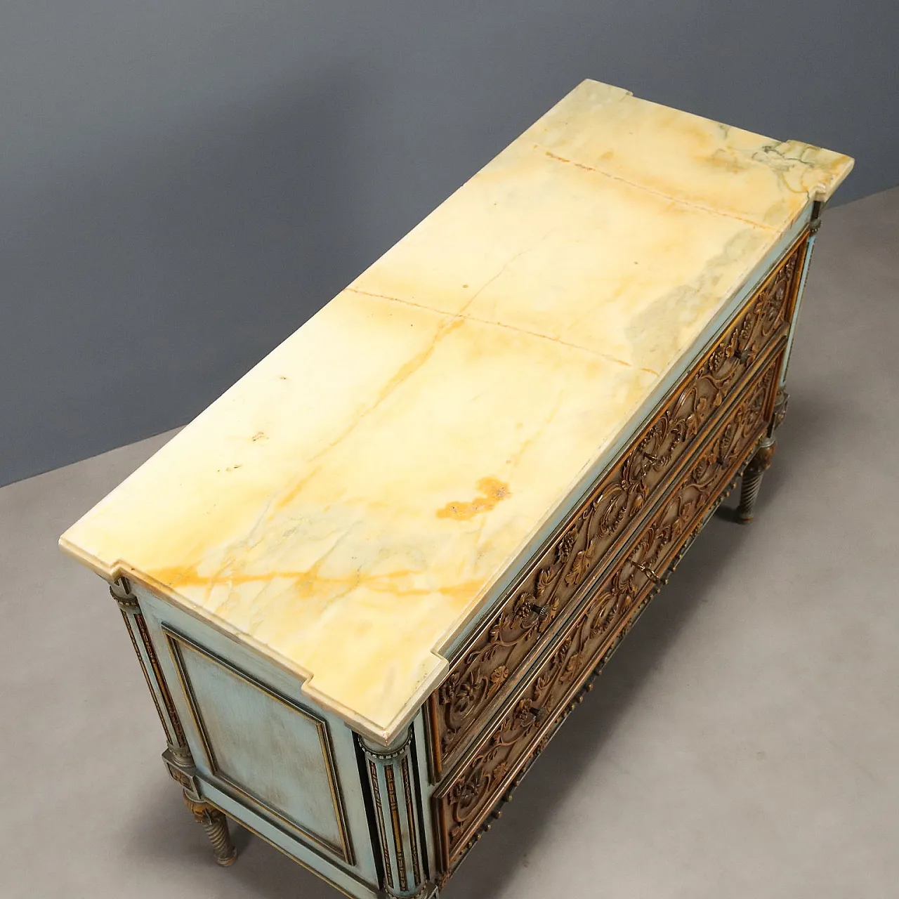 Chest of drawers in bronze and white marble, early 20th century 8